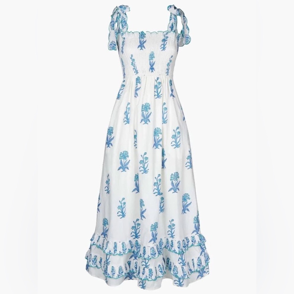 Pink City Prints  Ellie Dress in Ocean Agapanthus Sz S